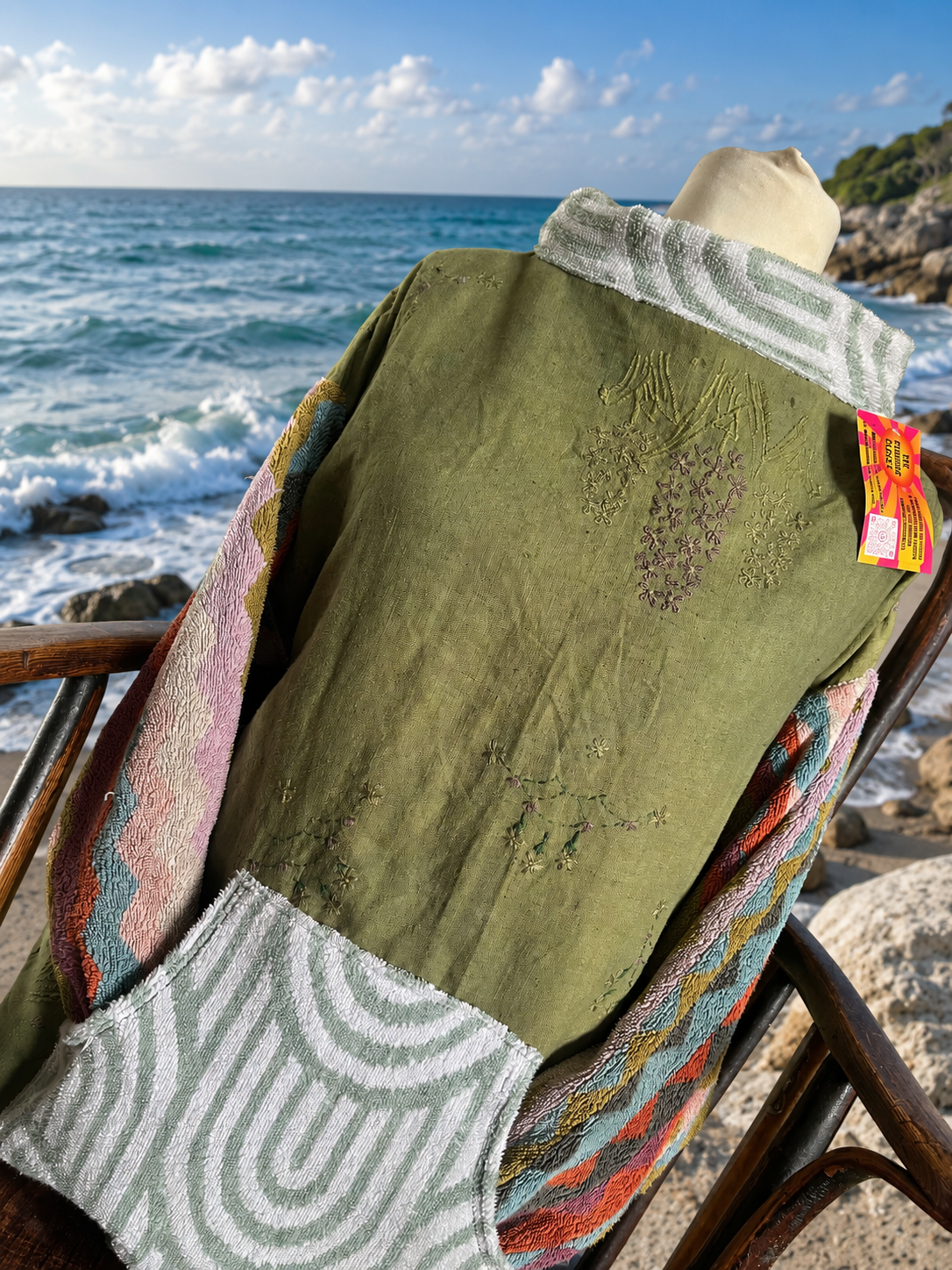 Hand dyed linen table cloth  and vintage towels